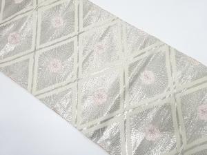 アンティーク　斜め格子に花模様織り出し袋帯（着用可）